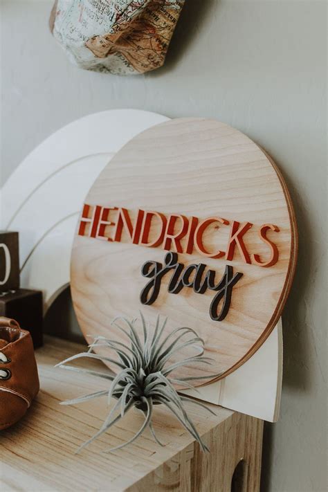 Banners are great baby shower decoration ideas. 8" custom round baby name sign for nursery, wood name sign ...