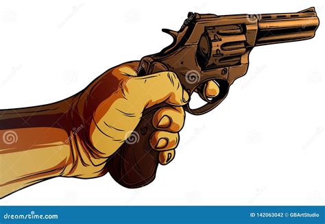 Detailed Gun Revolver Pistol Vector Illustration