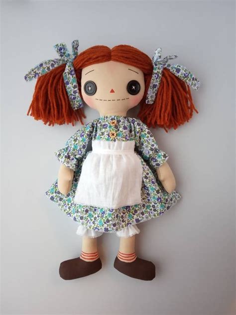Raggedy Doll Handmade Cloth Doll Homemade Cute Rag Dolly Button Eyes