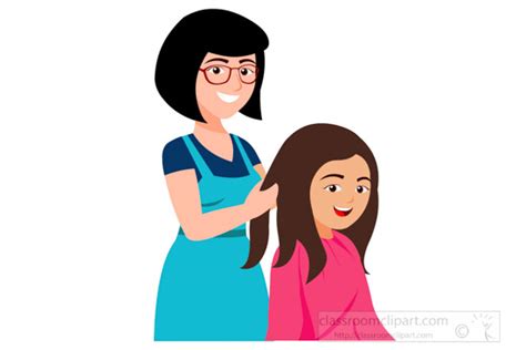 Beauty Cosmetics Clipart Hairdresser Cutting Young Girls Long Hair