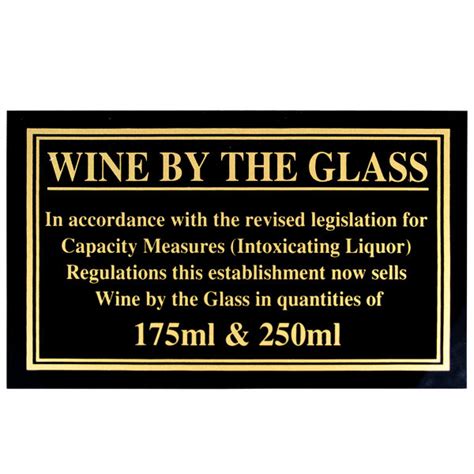 175ml And 250ml Weights And Measures Act Sign Pub Law Sign Wine Measure