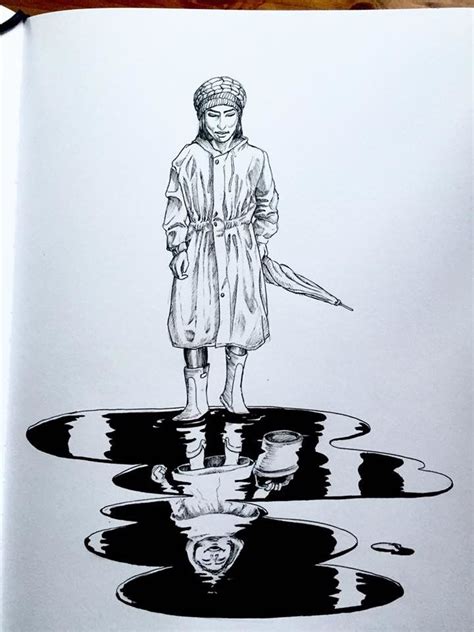 Artstation Reflection In A Puddle Andre Doil Reflection Drawing