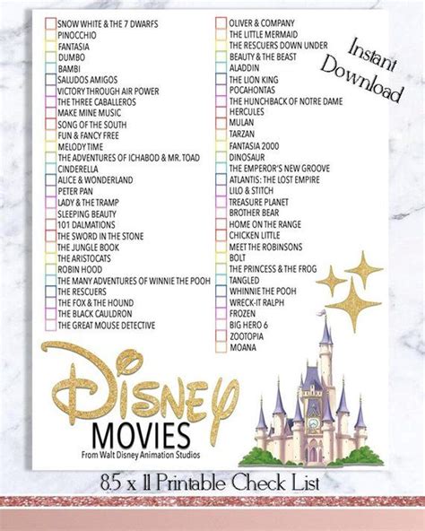 Our list of disney movie lists. Disney Movie Checklist - Walt Disney Movie Watch List ...