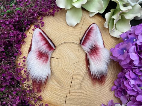 Cosplay Ears Realistic Wolf Ears Cosplay Red Furry Petplay Etsy