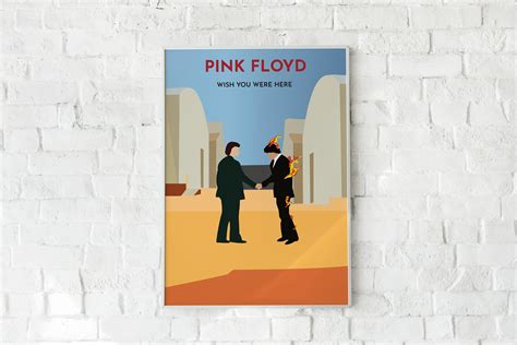 Pink Floyd Poster Wish You Were Here Album Cover Minimalist Etsy