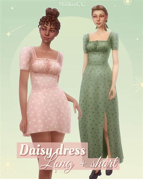 Daisy Dress Long Short Miiko Sims 4 Dresses Sims 4 Clothing