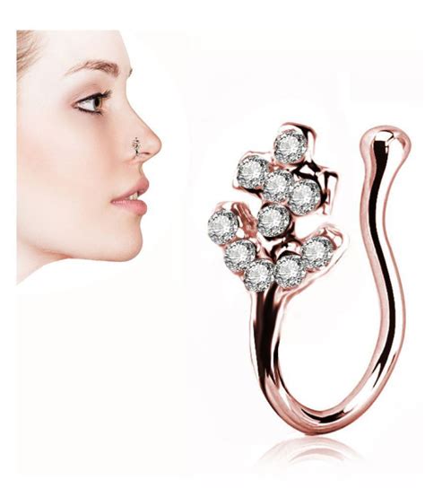 Cologo Stainless Steel Nose Rings Crystal Fake Septum Piercing Nose