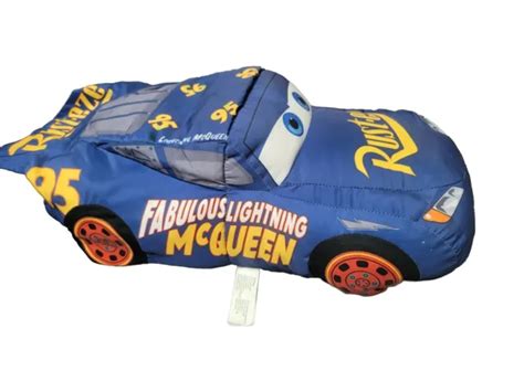 Disney Pixar Cars Movie Lightning Mcqueen Plush 18in Vehicle Reversible