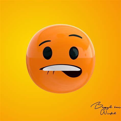 3d Model Emoji Biting Lips Vr Ar Low Poly Obj 3ds Fbx C4d Blend