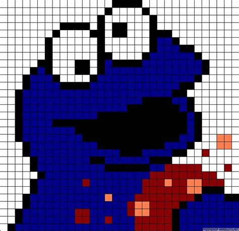 Cookie Monster Pixel Art Grid