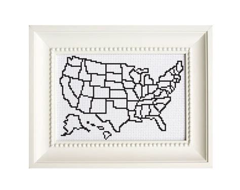 United States Map Color In Cross Stitch Pattern Etsy