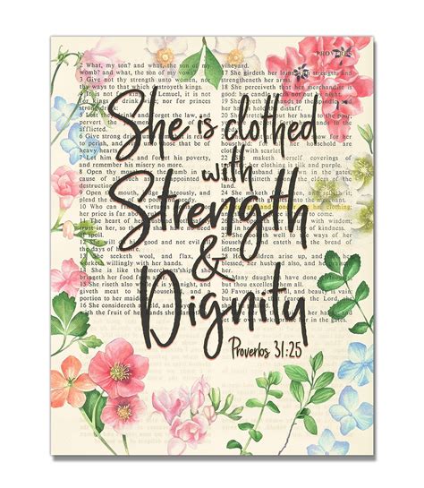 Proverbs 3125 She Is Clothed With Strength And Dignity Floral
