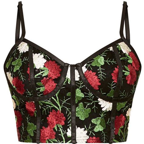 Remih Black Embroidered Corset Crop Top 130 Brl Liked On Polyvore Featuring Tops Crop Tops