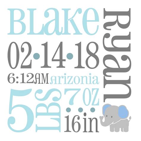 Elephant Birth Stat Svg Free Diy Baby Ts How To Make An Adorable