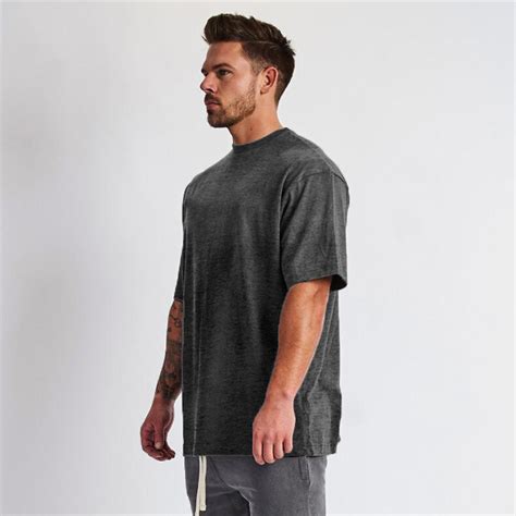 plain oversized t shirt men gym bodybuilding and fitness loose casual lifestyle wear t shirt