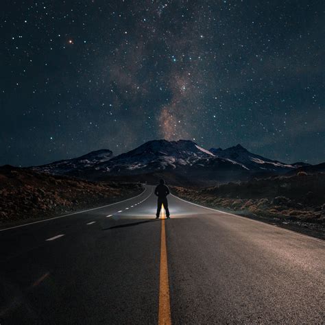 Road Mountain Stars Sky Wallpapers Wallpaper Cave