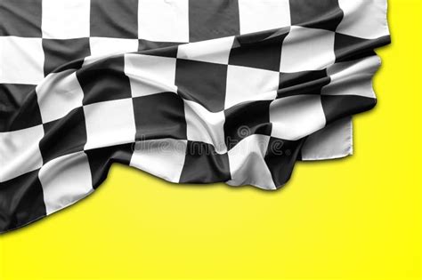 Checkered Flag On Yellow Stock Image Image Of Fabric 240294185