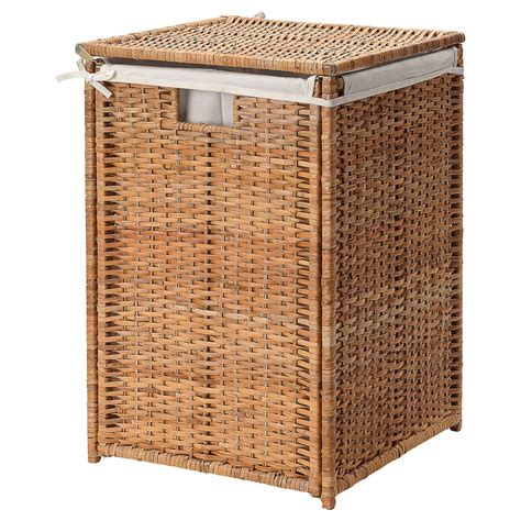 Besides storing dirty clothes, the basket can also be used to store kid's toys and other items. BRANÄS Laundry basket with lining, rattan - IKEA