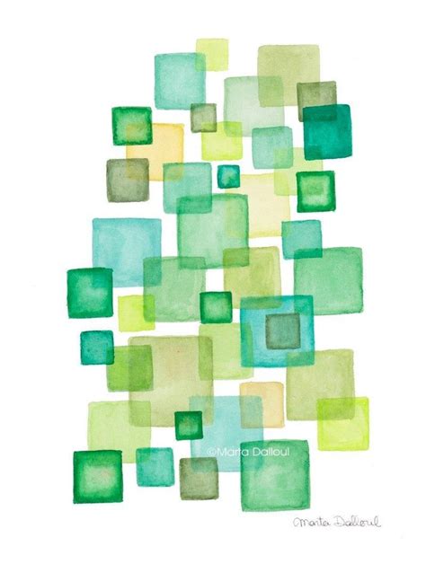 Geometric Abstract Modern Art Print Set Watercolor Painting Etsy