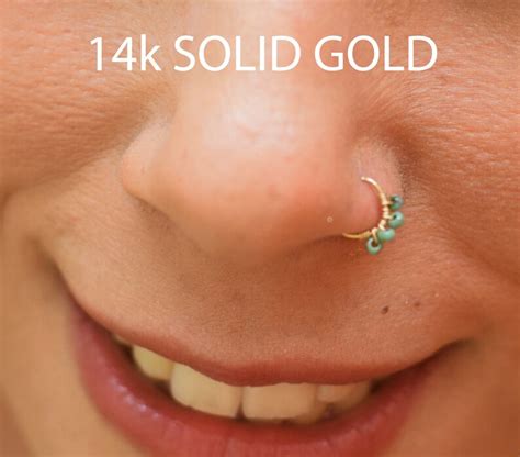 Indian Nose Ring Nose Piercing Tiny Gold Hoop Tribal Nose Etsy