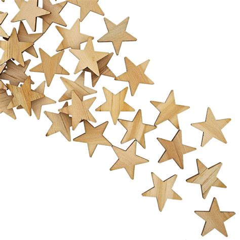100 Pack Unfinished Wood Star Cutout Pieces For Diy Crafts 1 Inch
