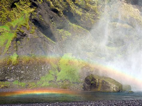 Rainbowwaterfallskogafossicelandfree Pictures Free Image From