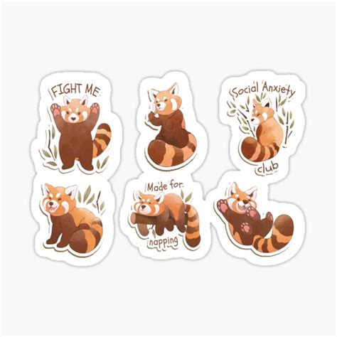 Watercolor Red Panda Stickers Set Sticker For Sale By Aminedalghich