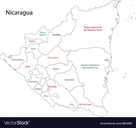 Outline Nicaragua Map Royalty Free Vector Image