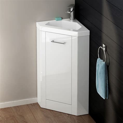 White Gloss Corner Cloakroom Basin Vanity Unit Bathroom Sink Storage Furniture Cloakroom Basin