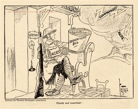 Political Cartoon Of The Treaty Of Versailles Showing Russia Alone In