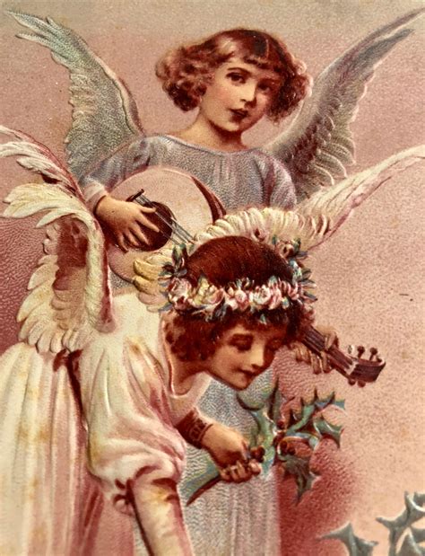Vintage Christmas Postcard Angel Children