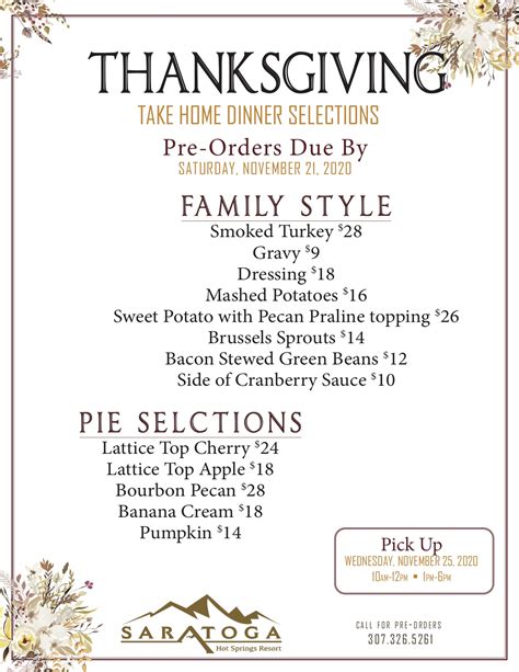 Thanksgiving Meal Options And Dinner Selections Dine In Or Take Home