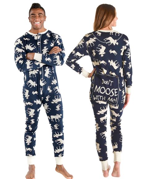 Classic Moose Blue Adult Onesie Flapjack Image Adult Onesies Funny Adult Onesie Pajamas