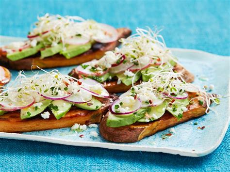 Sweet Potato Toast With Avocado And Sprouts Recipe Food Network