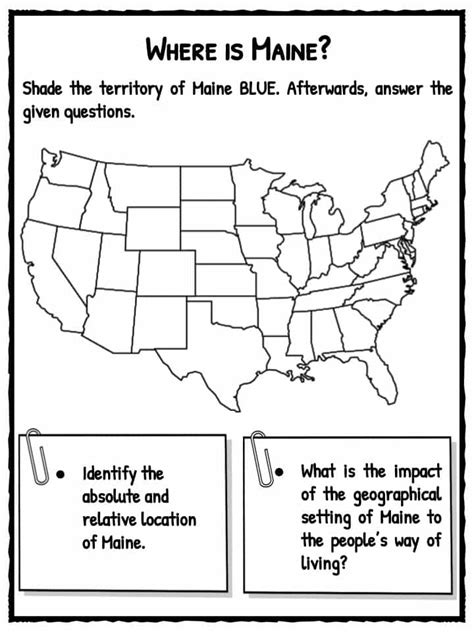 The State Of Maine Facts Worksheets And Historical Information For Kids