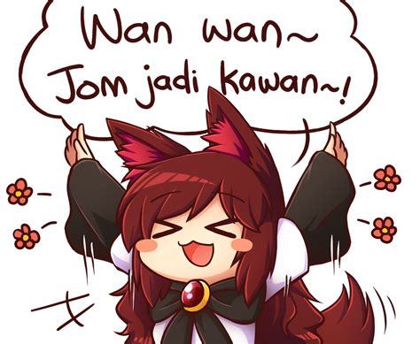 Animal Ears Brown Hair Cat Smile Chibi Imaizumi Kagerou Miwol Tail