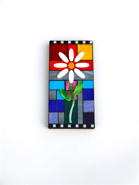 Mosaic Art Wall Panel Bloom 12 X 6 Etsy Mosaic Art Mosaic Flowers