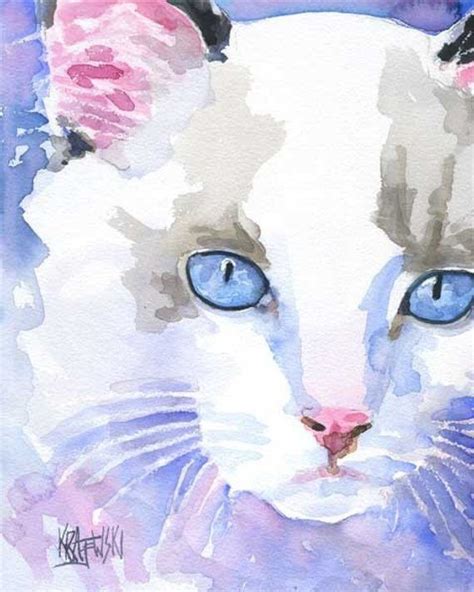 Ragdoll Cat Art Print Of Original Watercolor Painting 8x10 Animals