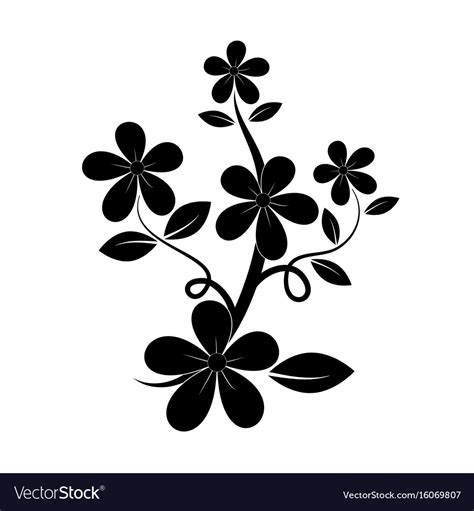 Black Silhouette Of Flower Royalty Free Vector Image