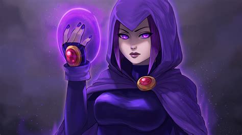 Wallpaper Teen Titans Purple Hair Girl Dc Comics 3840x2160 Uhd 4k