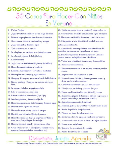 Lista De 50 Cosas Para Hacer Con Niños En Verano Sabiduría De Mami