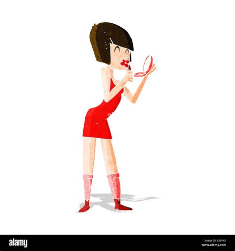 Cartoon Woman Applying Lipstick Stock Vector Image And Art Alamy