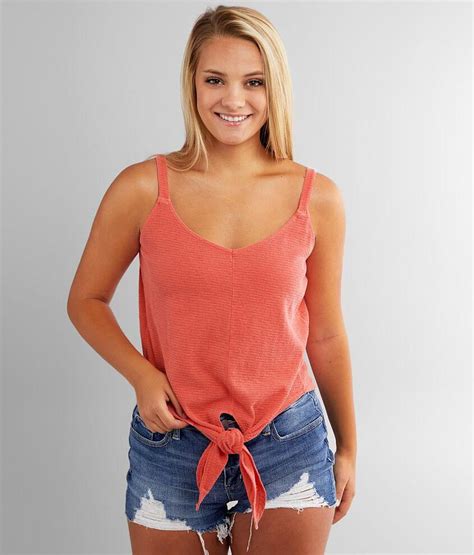 Bke Washed V Neck Front Tie Tank Top Womens Tank Tops In Deep Sea