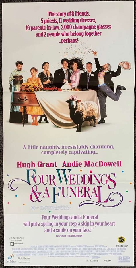 All About Movies Four Weddings And A Funeral Poster Original Daybill 1994 Hugh Grant Andie