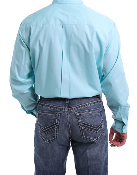 Mens Long Sleeve Solid Light Blue Shirt Cowpokes Western Shop