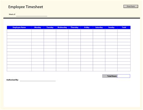 Group Timesheet Template For 8 Best Of Blank Printable Timesheets