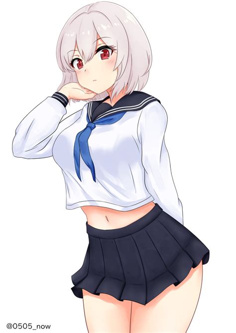 safebooru 1girl arm behind back artist request azur lane bangs black sailor collar black skirt