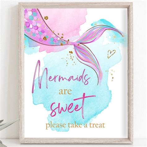 Mermaid Birthday Sign Table Decor Mermaid Sweet Treats Sign Etsy