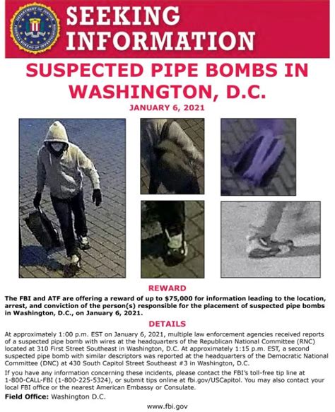 Capitol Bomber Remains At Large Fbi Offers 100000 Reward Releases