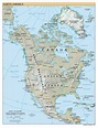 North America large detailed political map with relief, all capitals ...